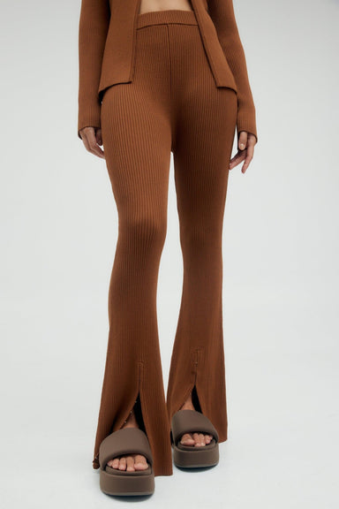 HOOKED IN KNIT FLARE PANT | CINNAMON - THIRD FORM