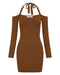 THIRD FORM HOOKED IN KNIT HALTER MINI | CINNAMON