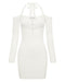 THIRD FORM HOOKED IN KNIT HALTER MINI | OFF WHITE