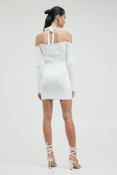 THIRD FORM HOOKED IN KNIT HALTER MINI | OFF WHITE