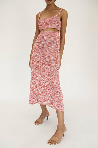 THIRD FORM HORIZON KNIT FLARE OUT SKIRT | PINK TO RED