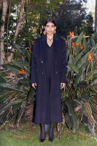 IMMERSION DOUBLE BREASTED COAT | BLACK - THIRD FORM