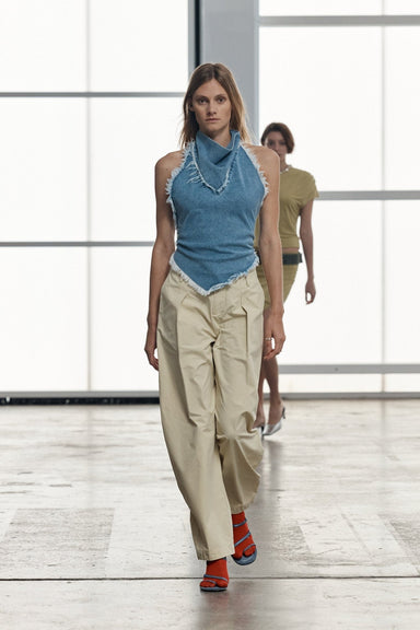 THIRD FORM IMPRINT TAILORED COTTON TROUSER | FAWN