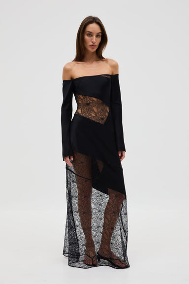 INHALE PANEL OFF SHOULDER DRESS | INK - THIRD FORM