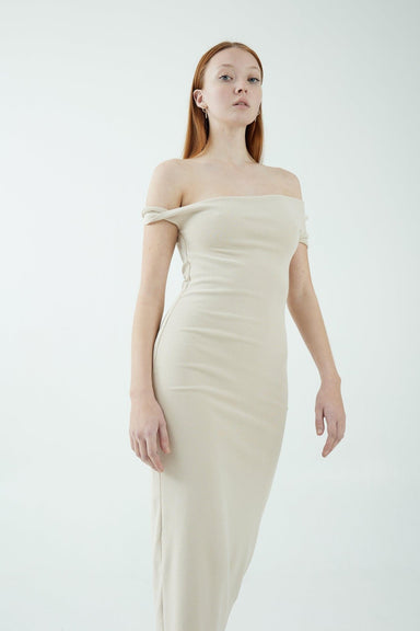 THIRD FORM INTERTWINED OFF SHOULDER DRESS | BONE