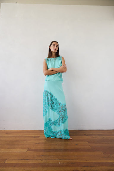 THIRD FORM KEEPSAKE LACE PANEL MAXI SKIRT | MINT