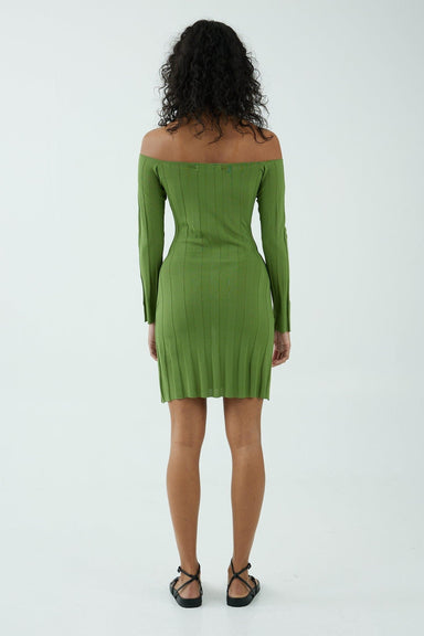 THIRD FORM LIAISON KNIT OFF SHOULDER MINI DRESS | JUNIPER