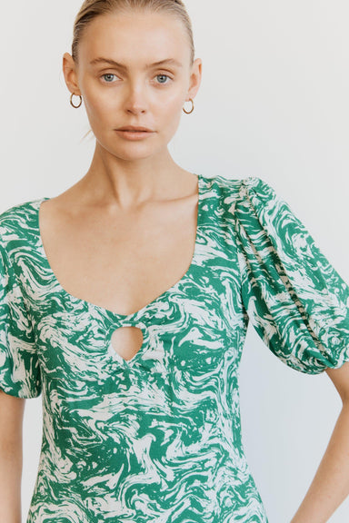 THIRD FORM MARBLE BALLON SLEEVE MINI DRESS | MARBLE