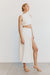 THIRD FORM MARBLE GATHERED SIDE MIDI SKIRT | OFF WHITE