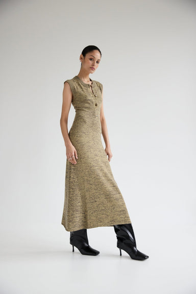 MELANGE KNIT MIDI DRESS | PEBBLE - THIRD FORM