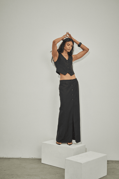 THIRD FORM METROPOLIS TAILORED MAXI SKIRT | BLACK