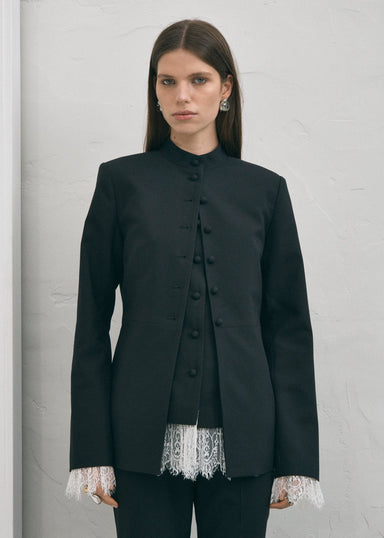 NOCTURNE LACE TRIM BLAZER | NOIR - THIRD FORM