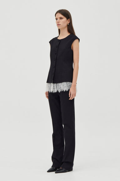 NOCTURNE LACE TRIM VEST | NOIR - THIRD FORM