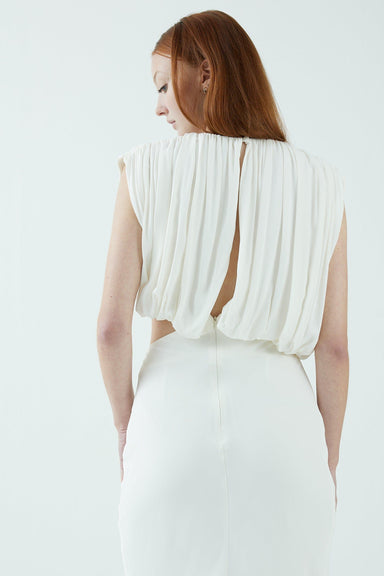 THIRD FORM OVERFLOW DRAPE MIDI DRESS | OFF WHITE