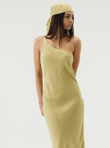 THIRD FORM PAISLEY BIAS ONE SHOULDER MIDI | PEAR