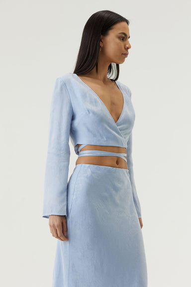 THIRD FORM PAISLEY WRAP BLOUSE | OCEAN