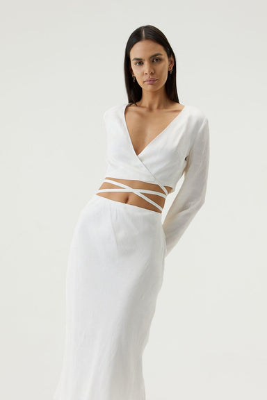 THIRD FORM PAISLEY WRAP BLOUSE | WHITE