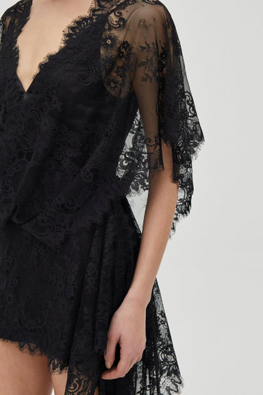 POETRY DRAPED LACE DRESS | SMOKE - THIRD FORM