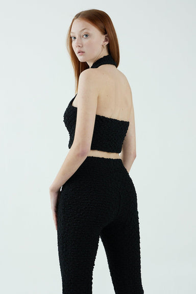 THIRD FORM POPCORN HALTER TOP | BLACK