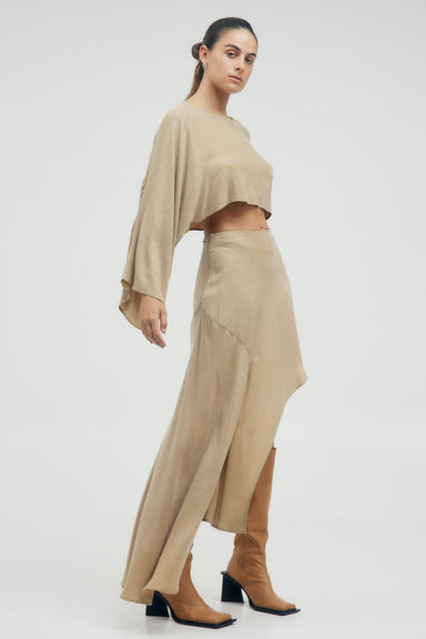 THIRD FORM PRESSED PETALS FREE FLOW SKIRT | ALMOND