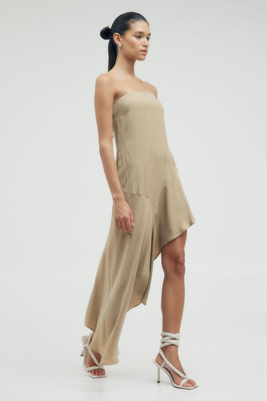 THIRD FORM PRESSED PETALS FREE FLOW STRAPLESS DRESS | ALMOND