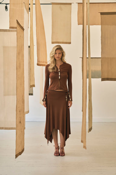 THIRD FORM PRISM HANKERCHIEF SKIRT | ESPRESSO