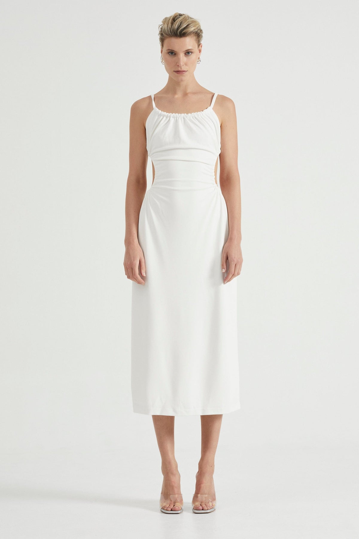 PULL IN MIDI DRESS | OFF WHITE — THIRD FORM