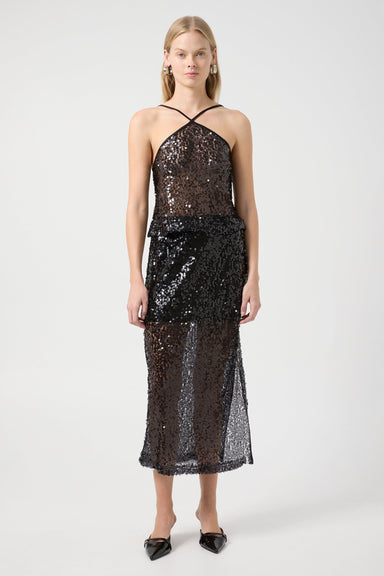 THIRD FORM REFLECTION SEQUIN TOP | BLACK