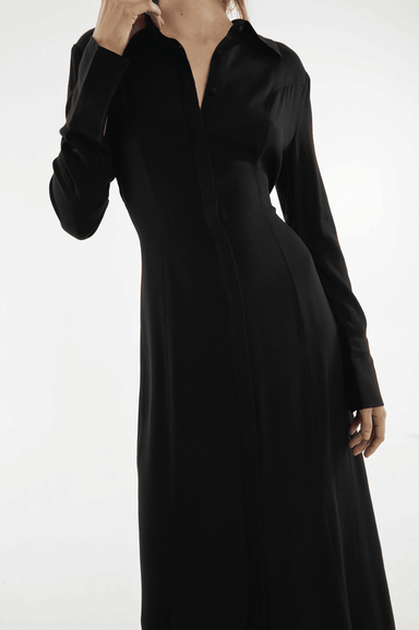 RETROSPECT MIDI SHIRT DRESS | BLACK - THIRD FORM