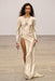 REVERY HIGH SPLIT LONG SLEEVE DRESS | CREAM - THIRD FORM