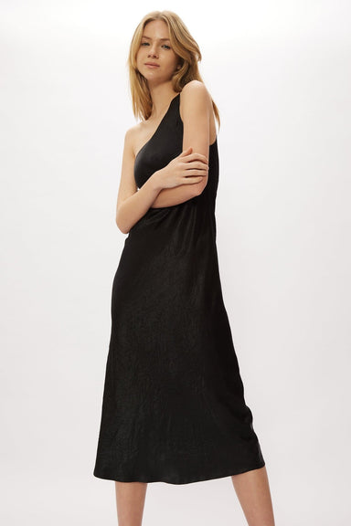 THIRD FORM RUNNING WATER BIAS ONE SHOULDER SLIP | BLACK