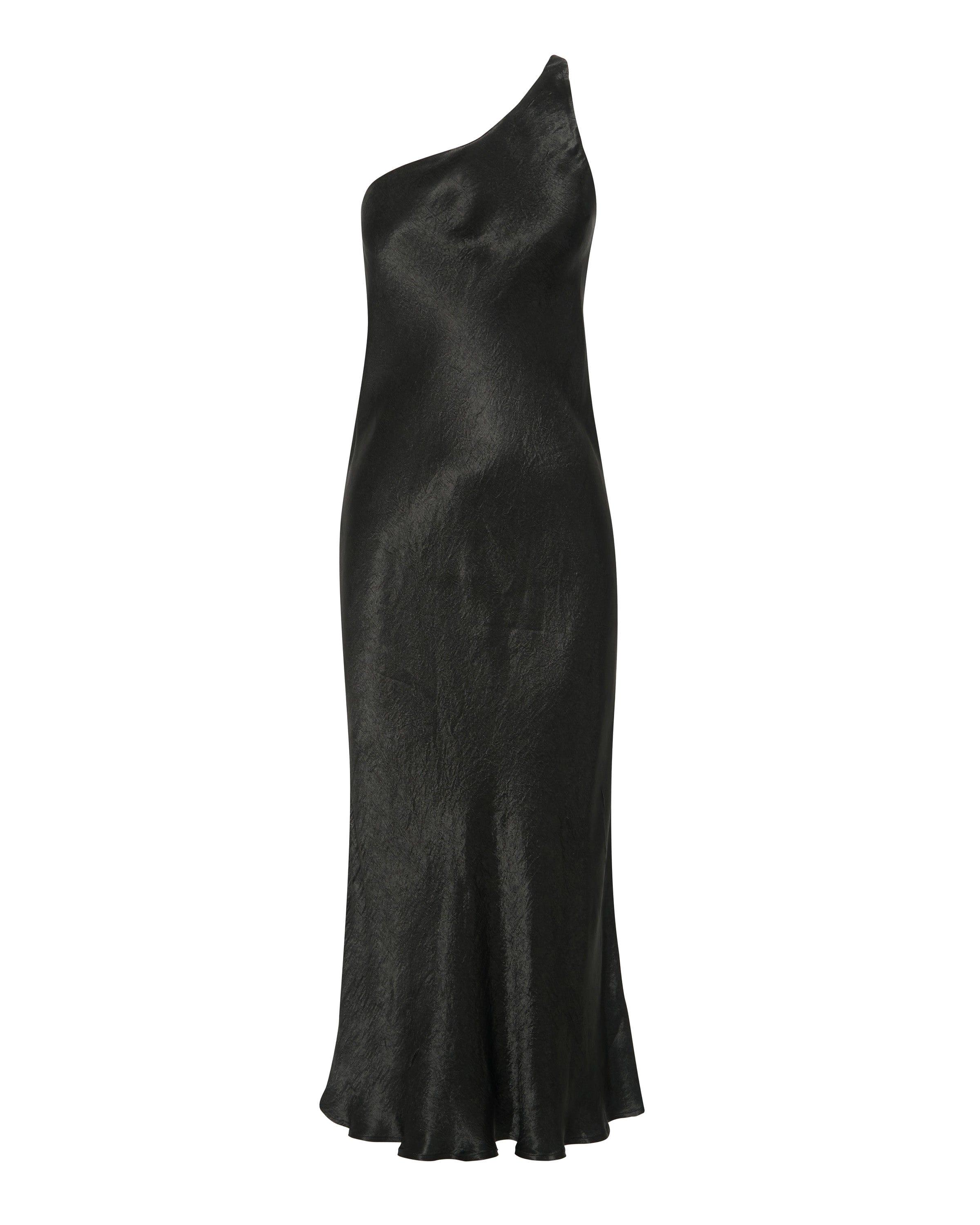 RUNNING WATER BIAS ONE SHOULDER SLIP | BLACK THIRD FORM RUNNING WATER BIAS ONE SHOULDER SLIP | BLACK THIRD FORM
