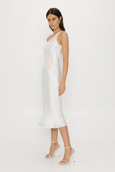 THIRD FORM RUNNING WATER BIAS ONE SHOULDER SLIP | WHITE