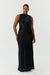 SATIN BIAS COWL BACK MAXI | BLACK - THIRD FORM