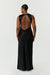 SATIN BIAS COWL BACK MAXI | BLACK - THIRD FORM