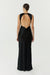 SATIN BIAS COWL BACK MAXI | BLACK - THIRD FORM