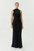SATIN BIAS COWL BACK MAXI | BLACK - THIRD FORM