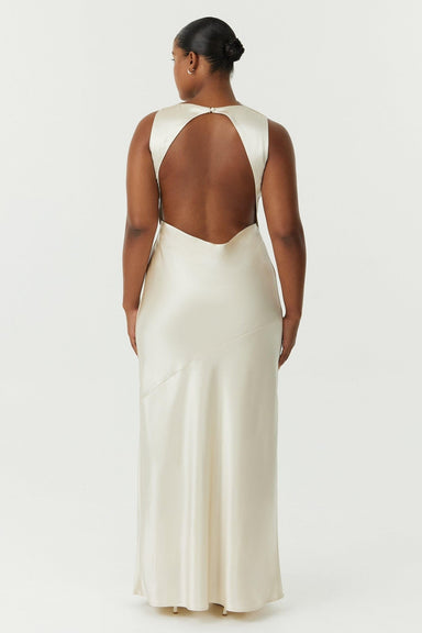 SATIN BIAS COWL BACK MAXI | BUTTERCREAM - THIRD FORM