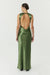 SATIN BIAS COWL BACK MAXI | OLIVE - THIRD FORM