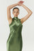SATIN BIAS COWL BACK MAXI | OLIVE - THIRD FORM