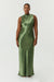 SATIN BIAS COWL BACK MAXI | OLIVE - THIRD FORM