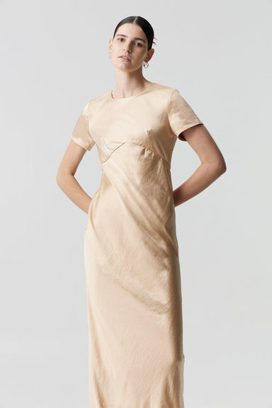 THIRD FORM SATIN BIAS MAXI TEE DRESS | SAND