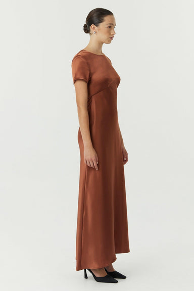 SATIN BIAS MAXI TEE DRESS | SPICE - THIRD FORM