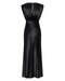 SATIN CROSS OVER GATHER DRESS | BLACK - THIRD FORM