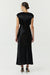 SATIN CROSS OVER GATHER DRESS | BLACK - THIRD FORM
