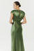 SATIN CROSS OVER GATHER DRESS | OLIVE - THIRD FORM