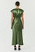 SATIN CROSS OVER GATHER DRESS | OLIVE - THIRD FORM