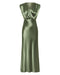 SATIN CROSS OVER GATHER DRESS | OLIVE - THIRD FORM
