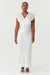 THIRD FORM SATIN CROSS OVER GATHER DRESS | POWDER WHITE