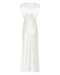 THIRD FORM SATIN CROSS OVER GATHER DRESS | POWDER WHITE